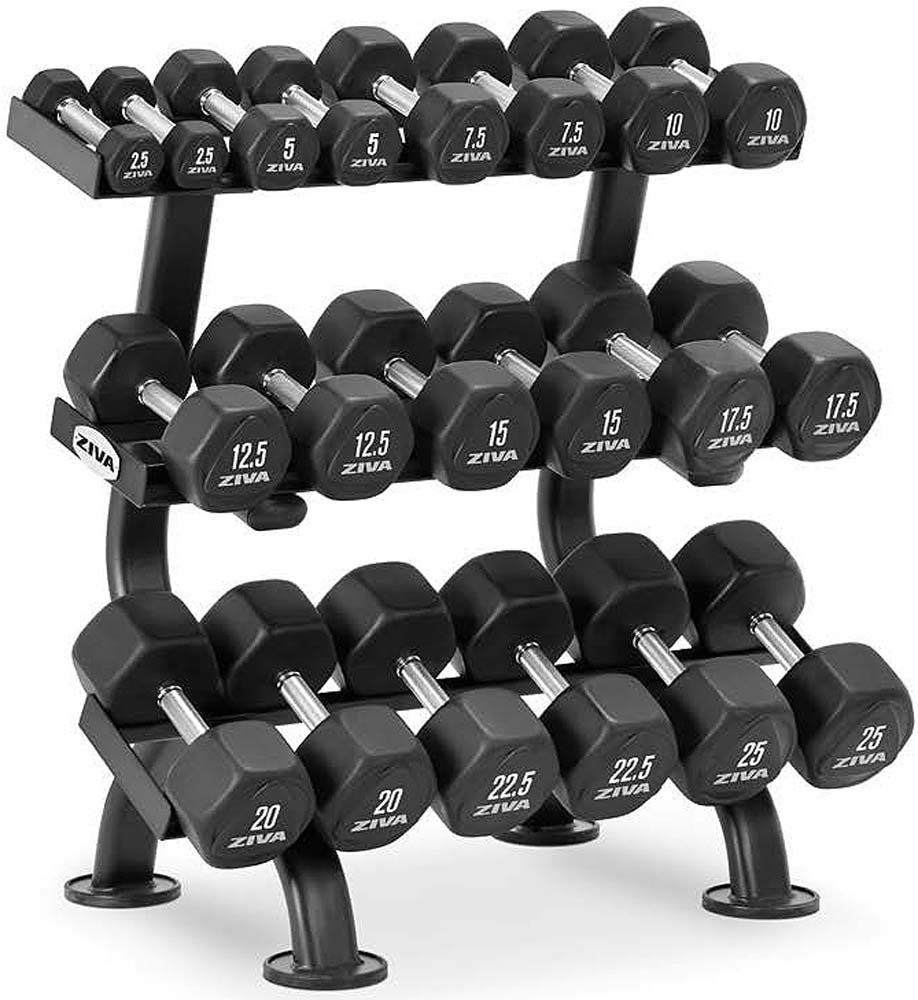 Bild von ZIVA PERFORMANCE 3-TIER, 10-PAIR HEXAGON DUMBBELL RACK - 2025