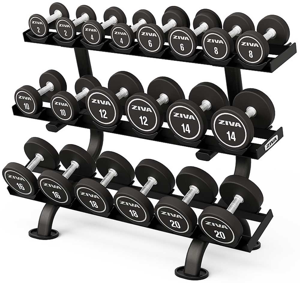 Bild von ZIVA PERFORMANCE 3-TIER, 10-PAIR ROUND DUMBBELL RACK WITH SADDLES - 2025